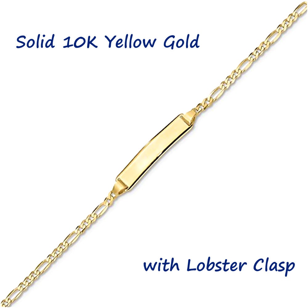 Details about   10K Yellow Gold Figaro Baby ID Bracelet 5 1/2" Engravable 
