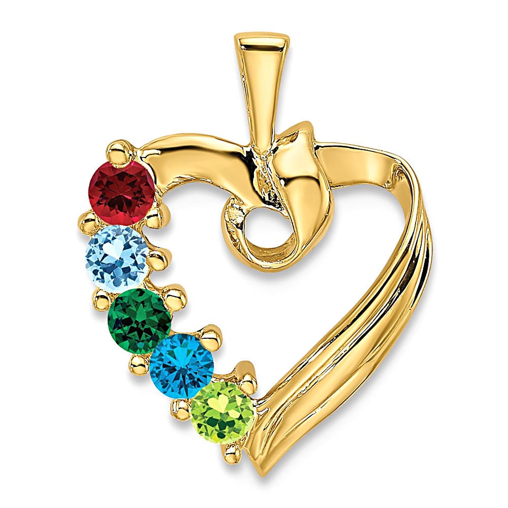 Color stone family heart necklace hot sale