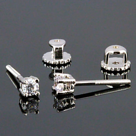 10mm Brilliant Cut Amethyst Ice CZ Screw Back Earrings Sterling Silver 