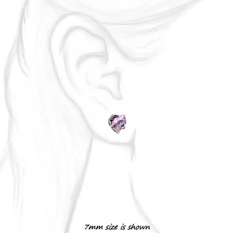 Heart Cut Pink Tourmaline Stud Silver Earrings October Etsy