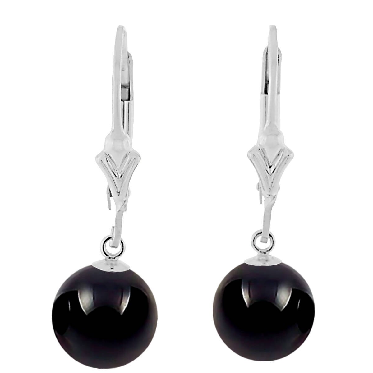 10mm Round Ball Lever Back Drop Earrings Hallmarked Sterling Silver 