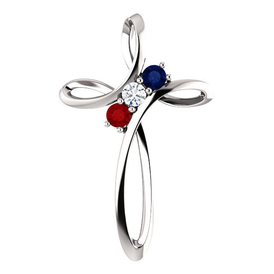 Family birthstone cross sale necklace