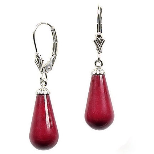 VINTAGE 14K 40MM UNDYED OX RED ITALIAN CORAL TEAR DROP LEVER BACK EARRINGS VINTAGE 14K 40MM UNDYED OX RED ITALIAN CORAL TEAR DROP LEVER BACK EARRINGS