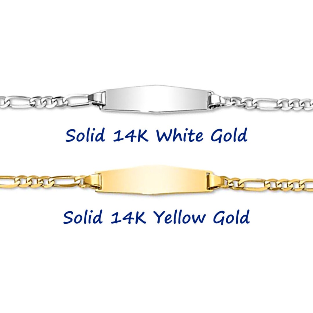 Personally Engraved Solid 14K Gold ID Bracelet Customized Etsy
