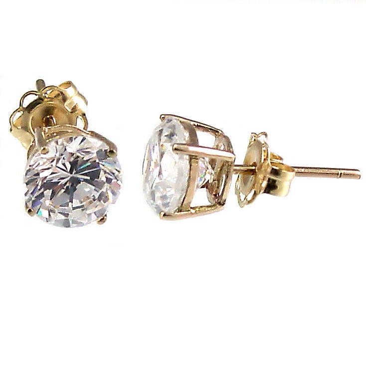 5mm Russian Ice on Fire Diamond CZ Cast Basket Stud Earrings | Etsy