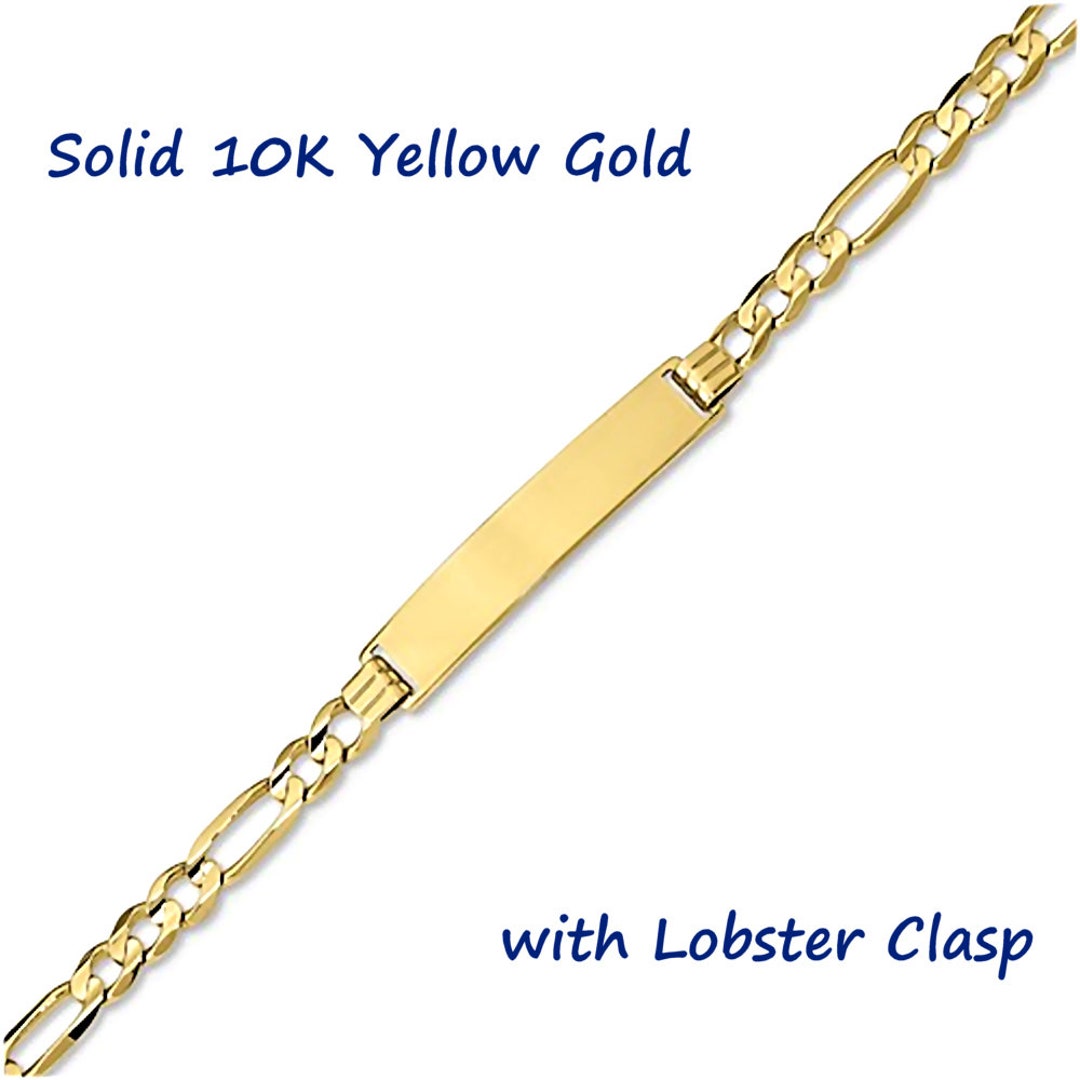 Customized Solid 10K Yellow Gold ID Bracelet Personalized Etsy