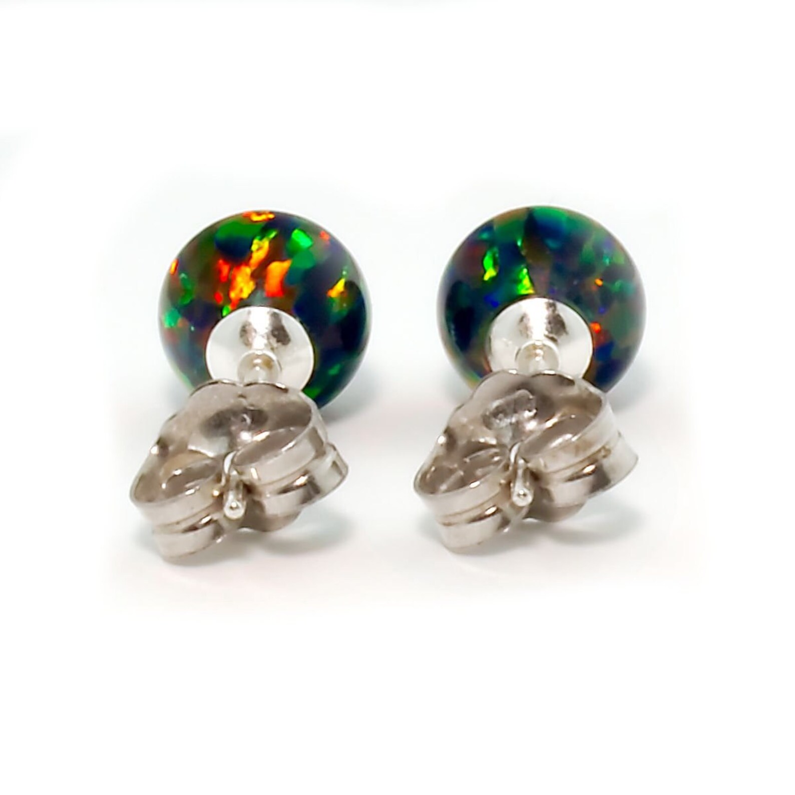 6mm Black Australian Opal Ball Stud Post Earrings Solid 925 Etsy
