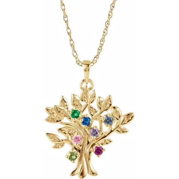 14k gold family birthstone necklace