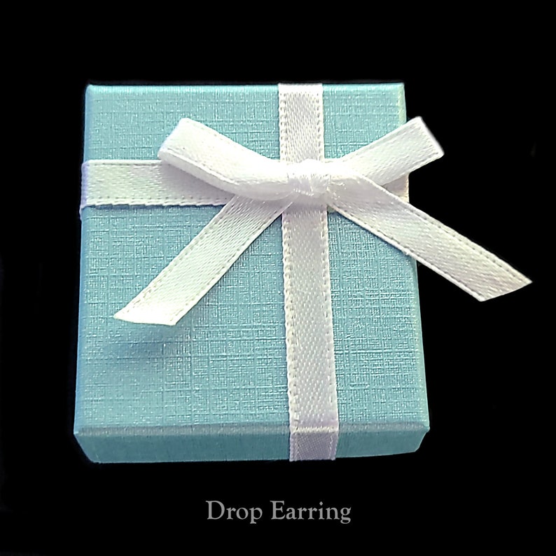 Teal Blue Ribbon Jewelry Gift Box, Bridal Gift Box, Paper Box, Earring Box, Necklace Box, Ring Box, Bracelet Box, Bridesmaid Jewelry Boxes image 3