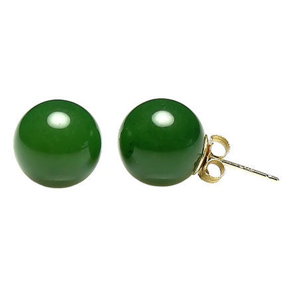 Natural green jade stud earrings sale