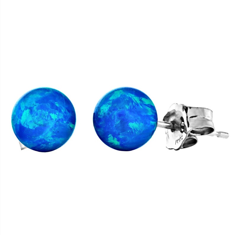 6mm Australian Pacific Blue Opal Ball Stud Post Earrings Etsy