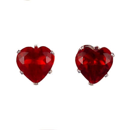 8mm 4.0 carats Heart Cut Red Fire Garnet CZ Stud Post | Etsy