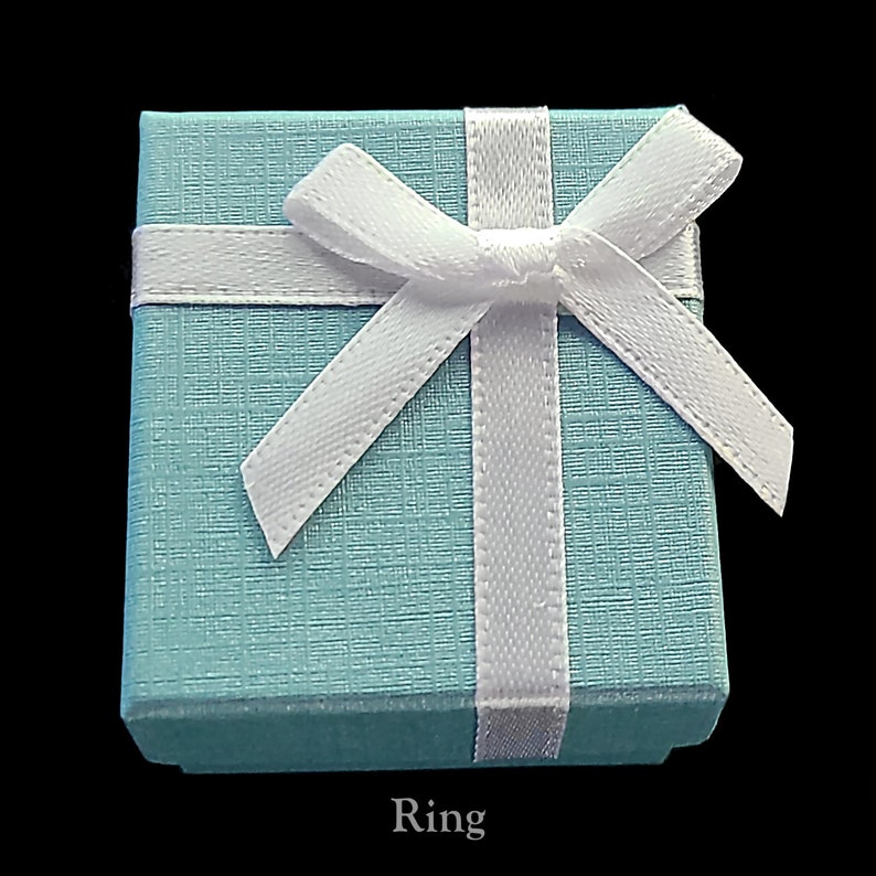 Teal Blue Ribbon Jewelry Gift Box, Bridal Gift Box, Paper Box, Earring Box, Necklace Box, Ring Box, Bracelet Box, Bridesmaid Jewelry Boxes image 5