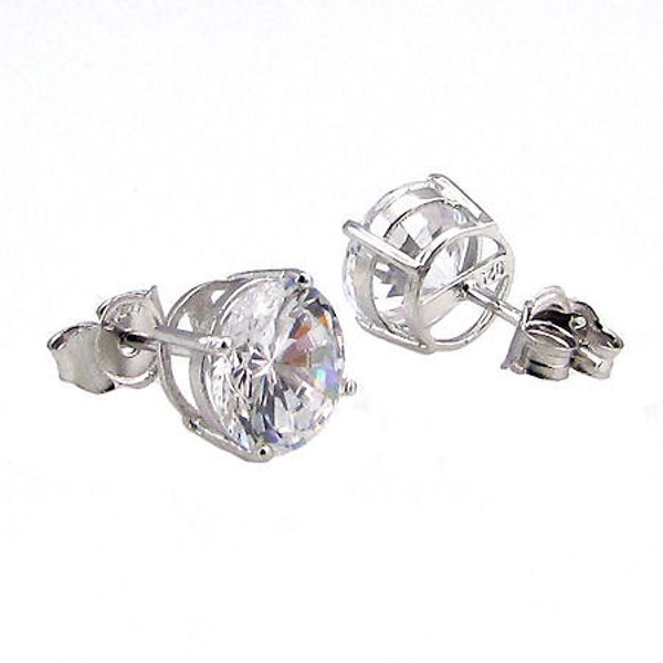 7mm 2.5 carat Brilliant cut Russian Ice on Fire Diamond CZ Cast Basket Stud Earrings 925 Sterling Silver, SMS30025 - 0576