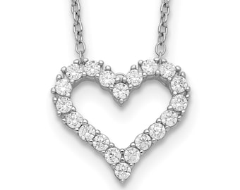 Ice on Fire CZ Heart Love Pendant Necklace, Solid 925 Sterling Silver, Heart Shaped Pendant, Endless Love Design, Valentines Day Gift