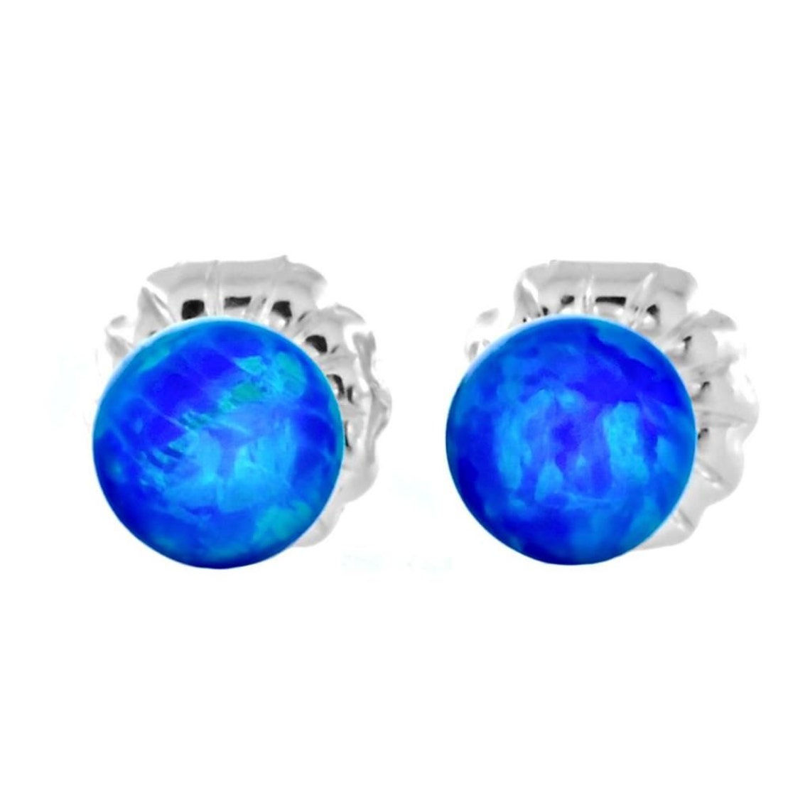 4mm Australian Pacific Blue Opal Ball Stud Post Earrings Etsy