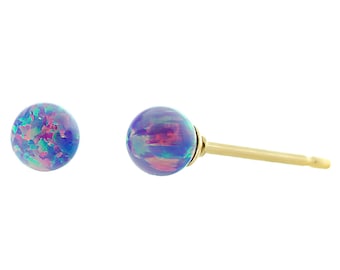 Norah: Lavender Opal Ball Stud Earrings, 14-20 Gold Filled Opal Earrings, Purple Opal Bridesmaid Earrings, Gold Filled Opal Post Earrings