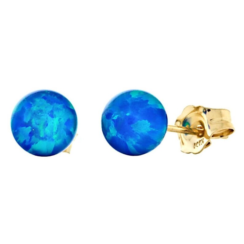 6mm Australian Pacific Blue Opal Ball Stud Post Earrings Etsy