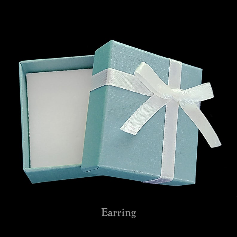 Teal Blue Ribbon Jewelry Gift Box, Bridal Gift Box, Paper Box, Earring Box, Necklace Box, Ring Box, Bracelet Box, Bridesmaid Jewelry Boxes image 2