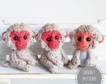 PDF / Crochet Amigurumi Pattern / Japanese Macaque / Snow Monkey