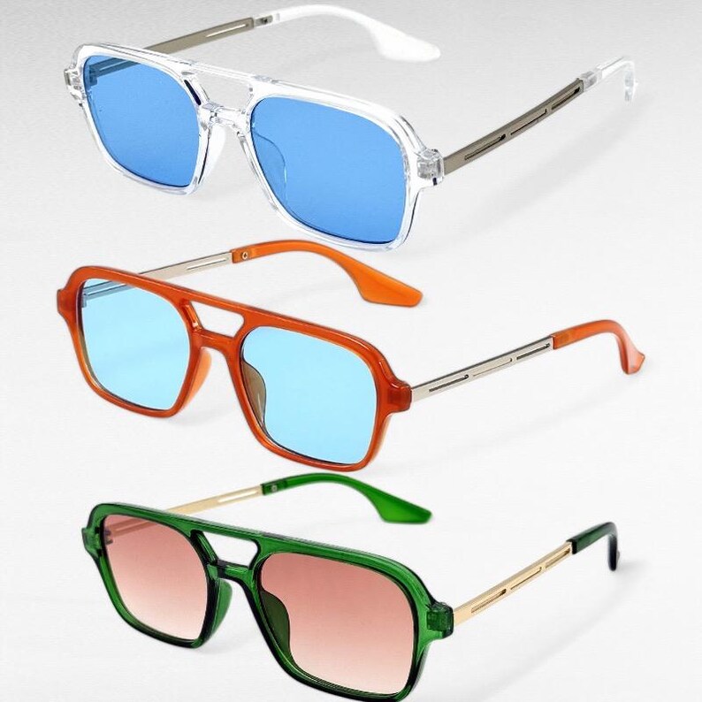 Retro Square Sunglasses for Men & Women | Vintage Style Tinted Lens Shades | Trendy 70s Inspired Eyewear | UV Protection | Gentle Monster image 7
