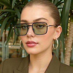 Retro Square Sunglasses for Men & Women | Vintage Style Tinted Lens Shades | Trendy 70s Inspired Eyewear | UV Protection | Gentle Monster
