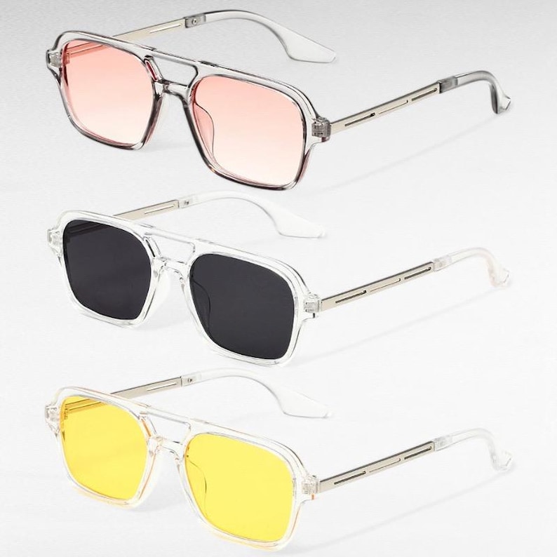Retro Square Sunglasses for Men & Women | Vintage Style Tinted Lens Shades | Trendy 70s Inspired Eyewear | UV Protection | Gentle Monster image 6