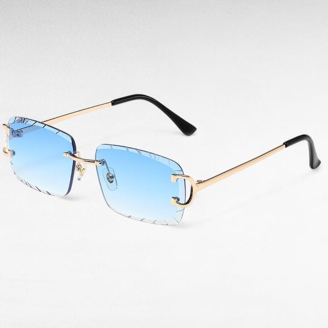 Square Rimless Shades Rimless Square Sunglasses for Women and Men | Gradient Pastel Lens ...