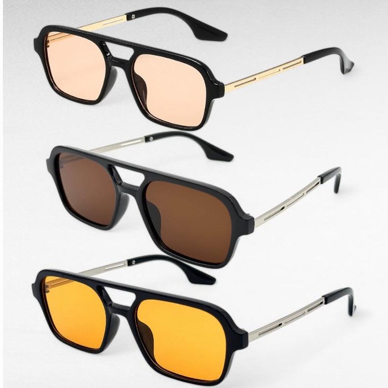 Retro Square Sunglasses for Men & Women | Vintage Style Tinted Lens Shades | Trendy 70s Inspired Eyewear | UV Protection | Gentle Monster image 4