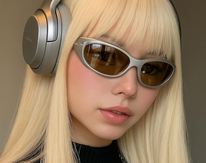Y2K Futuristic Wraparound Sunglasses | Retro 90s 2000s Shield Shades | Festival Rave Cycling Eyewear | Unisex Sport Glasses