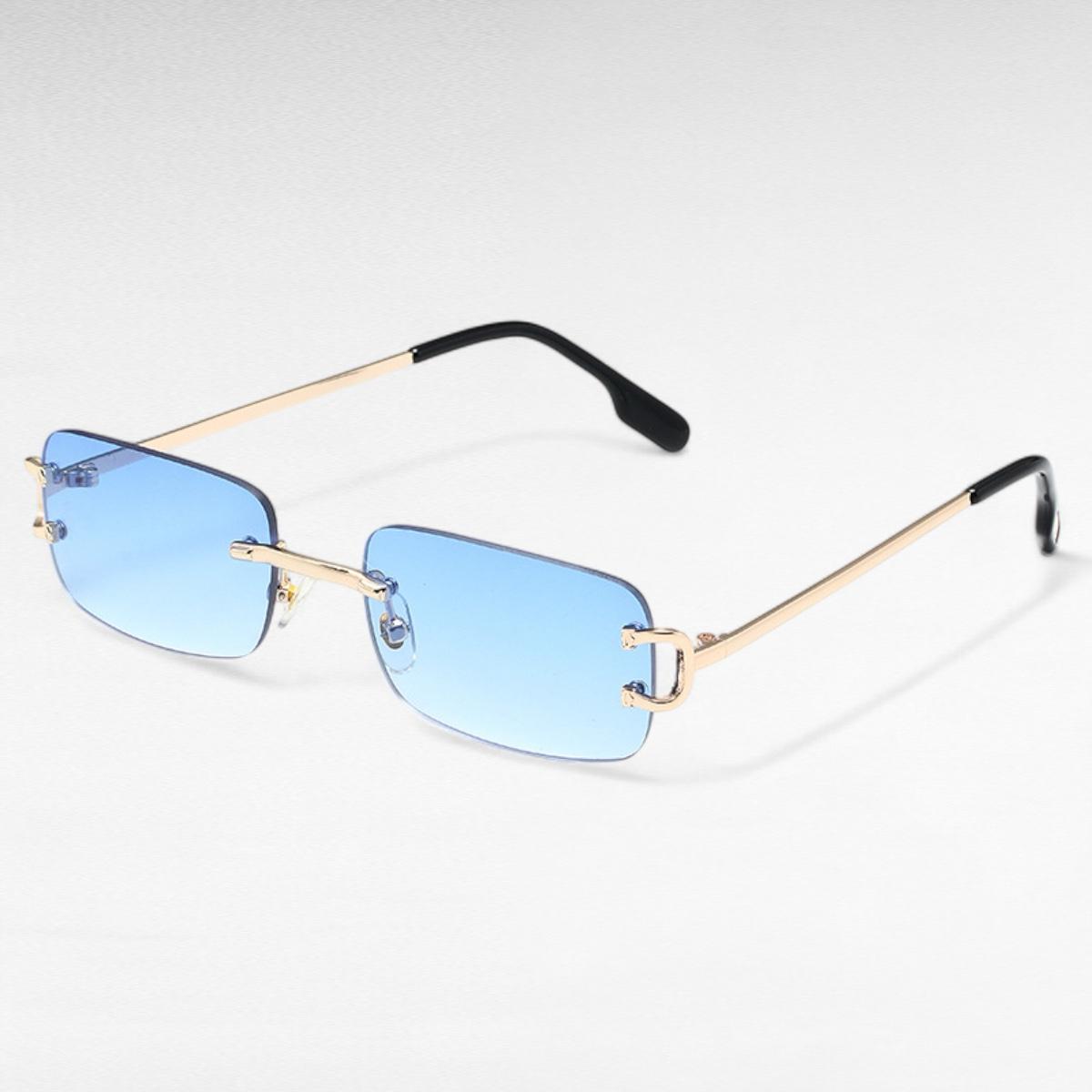 Rimless Rectangle Sunglasses Color Tinted Gold Frame Shades Y2K — free download