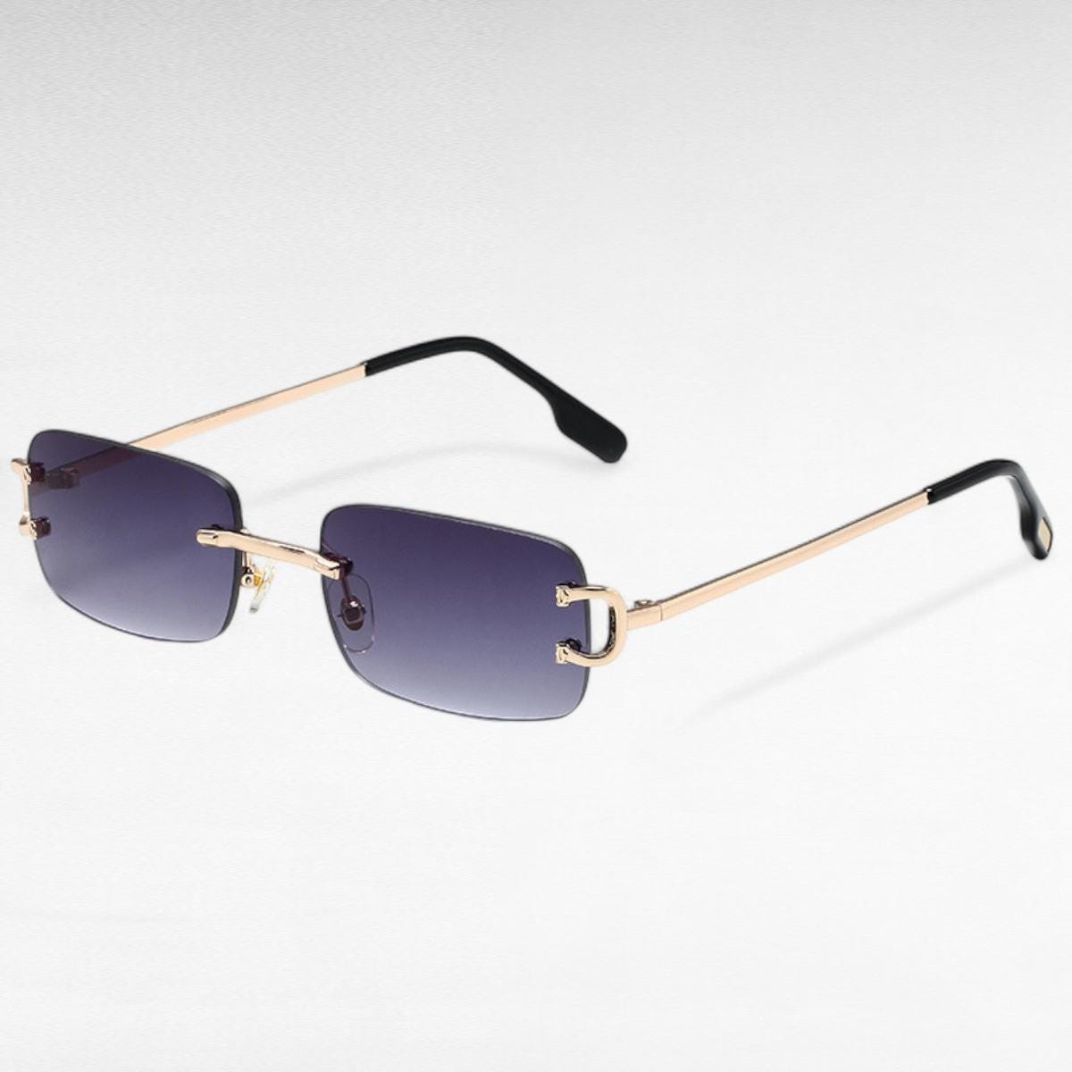 Style Luxe Rimless Rectangular Rimless Rectangle Sunglasses | Color Tinted Gold Frame Shades | Y2K ...