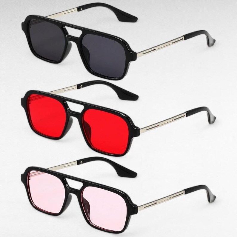 Retro Square Sunglasses for Men & Women | Vintage Style Tinted Lens Shades | Trendy 70s Inspired Eyewear | UV Protection | Gentle Monster image 2