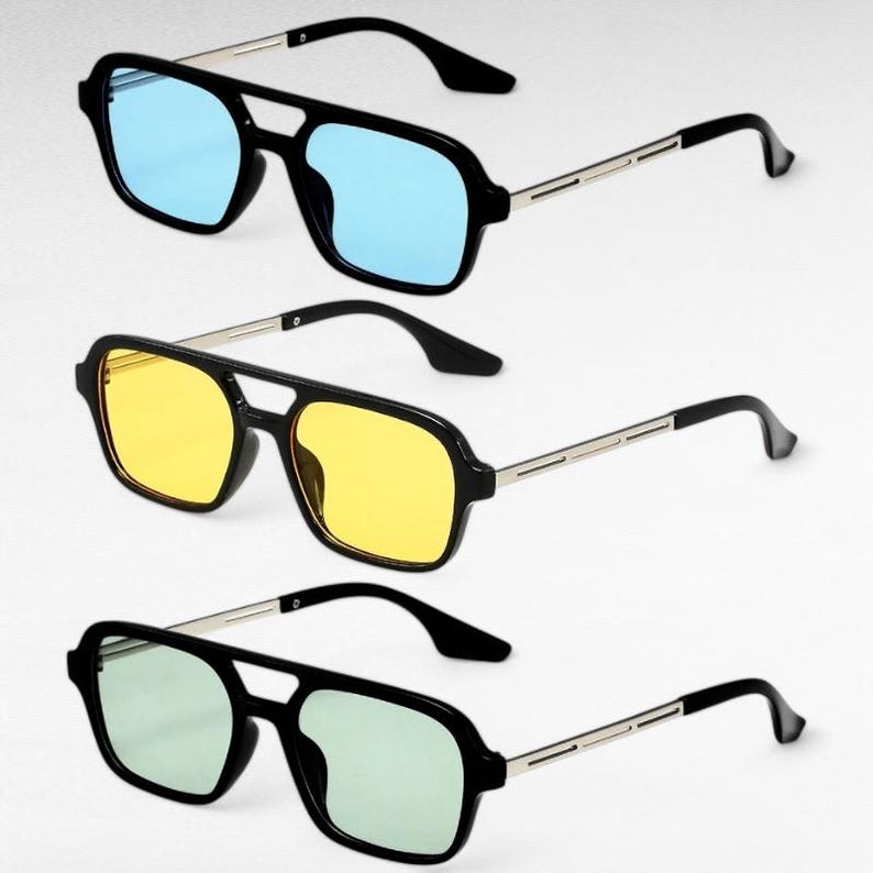 Retro Square Sunglasses for Men & Women | Vintage Style Tinted Lens Shades | Trendy 70s Inspired Eyewear | UV Protection | Gentle Monster image 3