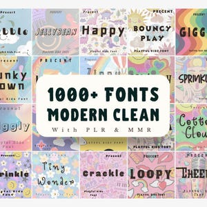 1000+ Playful Kids Fonts Mega Pack Bundle  | Fun, Cute and Bold | Rebrand & Resell