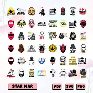 100+ Star Wars Bundle SVG Files, Chibi Star Wars Clipart, Lightsaber Sticker, Star Wars Retro Png, Sublimation Designs, Mandalorian Png