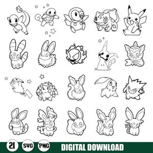 Poke SVG Bundle | Cute Pika Svg | Poke Clipart | Poke Cricut Files | Poke Ball SVG | Digital Download | Poke PNG Pdf