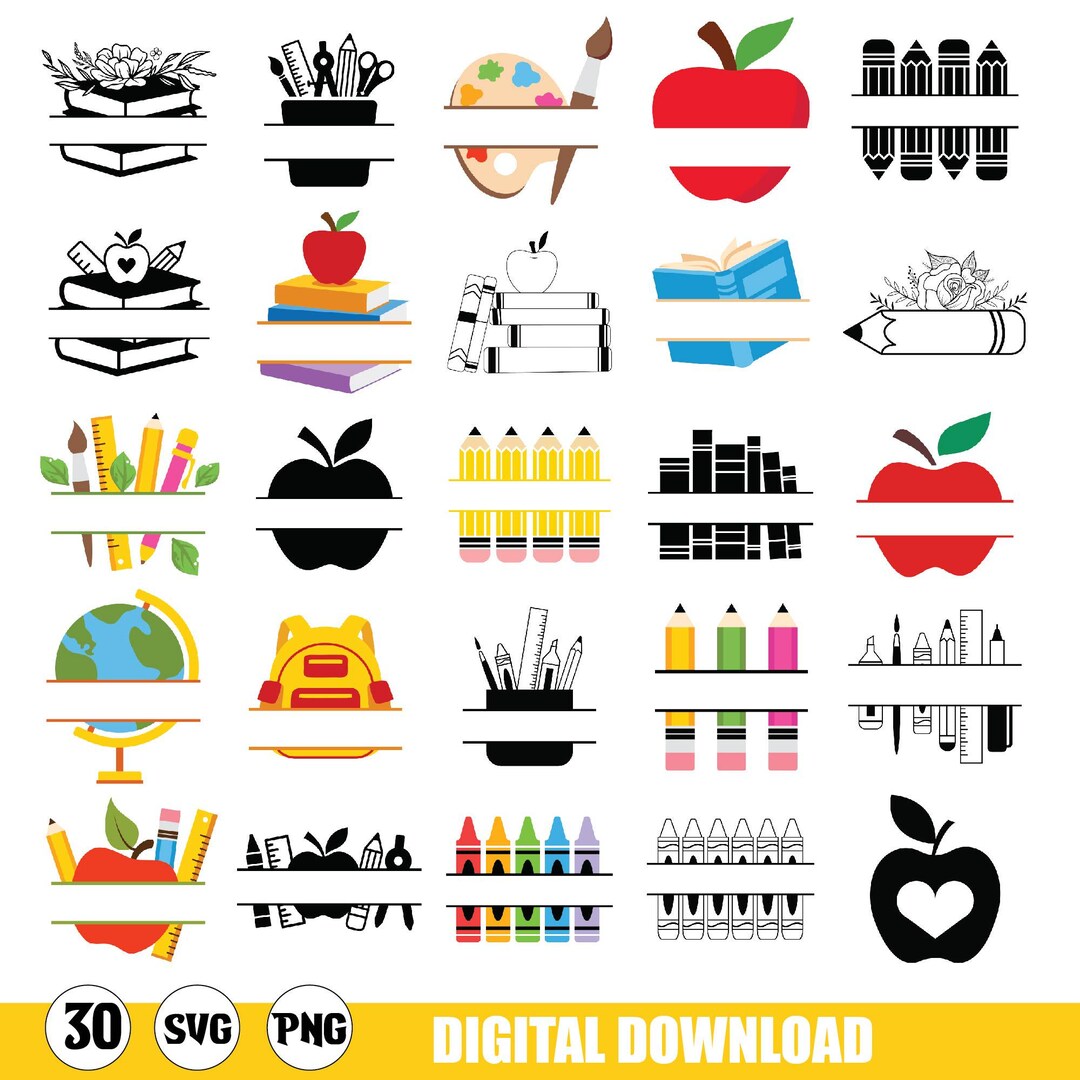 Teacher SVG Bundle | School Supplies SVG | Back to School Clipart ...