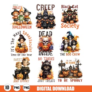 Vintage Halloween PNG Designs: Spooky Season Shirt Files (Digital Download)