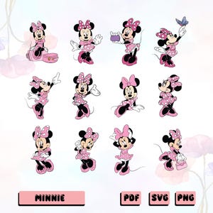Roze muis Svg Png-bundel, strik stippen roze, muis polkadots Svg, verjaardag Svg, muis verjaardag Svg, retro muis Svg, klassieke muis, stip boog Svg