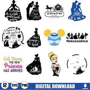 Classic Princesses clipart set, Princess svg cut files for Cricut / Silhouette, Fairytale Princess png, pdf, instant download