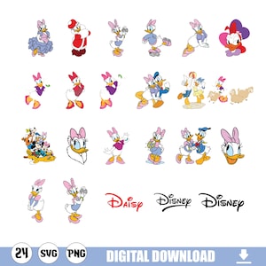 デイジーダック SVG & PNG バンドル: 15 種類のユニークなデザイン (デジタルダウンロード、個人使用のみ)