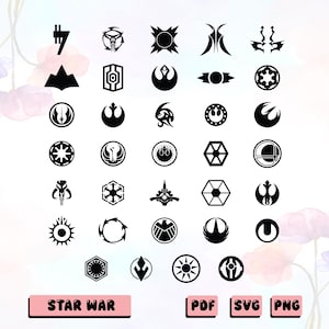 35 TTF File Star Wars Symbol Bundle, SVG, TTF Png, Pdf, Cut file for Cricut and Silhouette, Digital Download, Instant Download