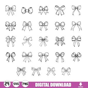 Boho Ribbon Svg Bundle, Coquette Bow Svg, Ribbon bow Svg, Bow Svg Png, Hair Bow Svg, Bow Tie Svg, Hand Draw frames, Wavy Borders,Bow outline