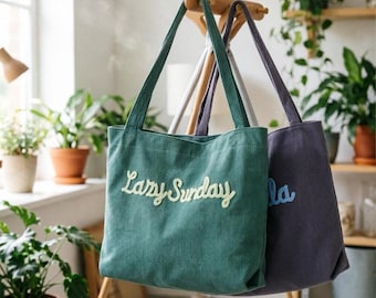 Custom Corduroy Tote, Embroidered Corduroy Bag, Custom Corduroy Tote Bag, Eid Gift, Bridesmaid Gift, Custom Gift Bag, Mother’s Day Gift