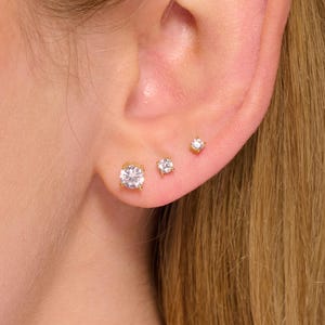 Tiny Classic Diamond Studs Earrings Set • Cute Studs • Gift for Her, Mom  • Gift-Ready Set for Birthday, Anniversary • Essential Studs