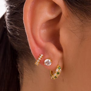 Marquise Emerald Stacked Earrings Set • Diamond Studs•  Elegant Earring gift set • Gifts for Mom • Gifts for her • Mother day gifts
