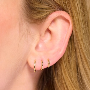 Essential Simple Hoop Earrings Set • Huggie Hoops • Gift for Her, Mom  • Gold Hoop • Silver Hoop , Anniversary • Classic cartilage