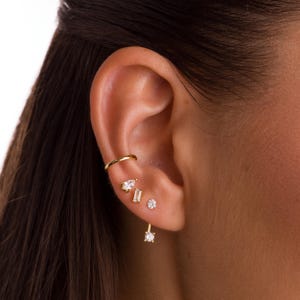 Minimalist  Front and Back Earrings Set • Pear Studs • Emerald Studs • Ear Cuffs • Earring gift set • Gifts for Mom • Gifts for her