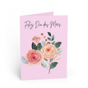 Carte de voeux portugaise, cartes de voeux florales pour la fête des mères, carte rose élégante pour maman, carte faite main, anniversaire, note d'appréciation